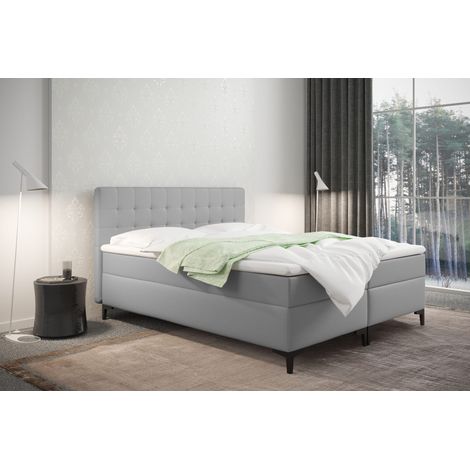Boxspringbett mit bettkasten und matratze Denver Kunstleder Grau 120x200 cm (1/2)