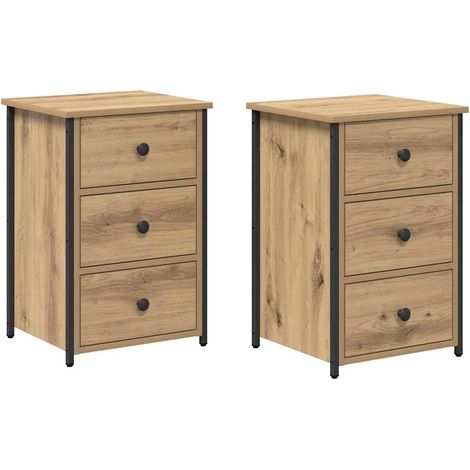 Lot de 2 Cabinet de chevet,Table de chevet,Table de nuit avec tiroir chêne artisanal CFW648081 (1/5)
