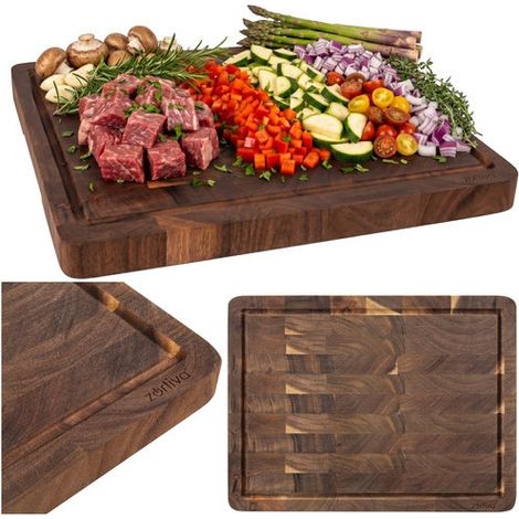 Tagliere in legno di acacia grande 43x33 cm con scanalatura per i succhi 228060694 (1/5)
