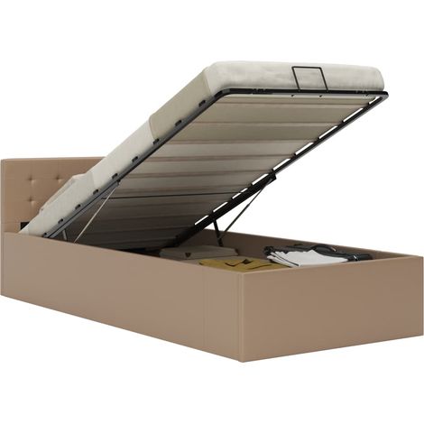 Cama canapé hidráulica cuero sintético capuchino 100x200 cm vidaXL (1/5)