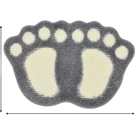 Tapis De Salle De Bain - Absorbant Non Glissant - Design Pieds Grands - 40 X 60 Cm - Gris - 1 Pièce (1/5)