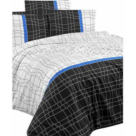 Set di biancheria da letto - 1 copripiumino 220 x 240 cm + 2 federe 60 x 60 cm - 65% cotone, 35% poliestere - Bianco (1/4)