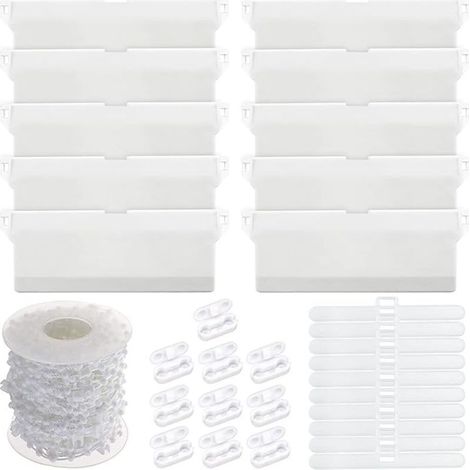 Perles de lestage de 89 mm, planche de lestage de 10 mètres, 10 panneaux de suspension, 10 attaches de fixation, 10 accessoires pour rideaux (1/5)