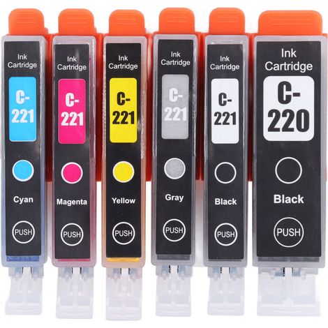 Cartouche d'encre fluide compatible PIXMA IP3600 BK BK C M Y GY 6 couleurs pour impression pratique (1/5)