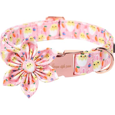 Collier de Pâques pour chien - Collier et laisse pour collier de chien - Large nœud papillon - Cadeau pour petits, moyens et grands chiens - Taille S (1/5)