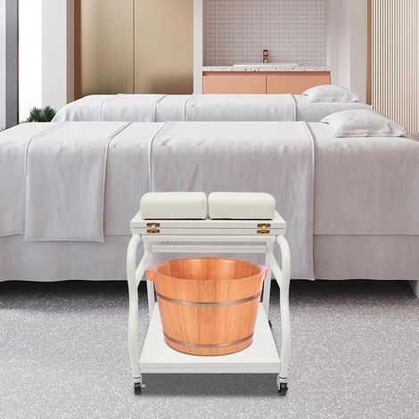 Mobiler Fußstuhl, Fußbad-Wagen, Schönheitssalon, Massagesalon, Nagelsalon, 4040cm (weiß) (1/5)