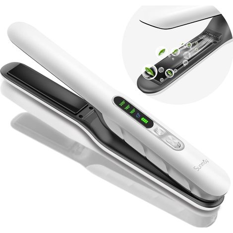 Cordless Straightener with Negative Ions, 5000mAh Battery  2 in 1 Titanium Hair Straightener and Curling Iron Portable Travel Hair Straightener Dual NTC for Stable Heat Fast Heats 20s (1/5)