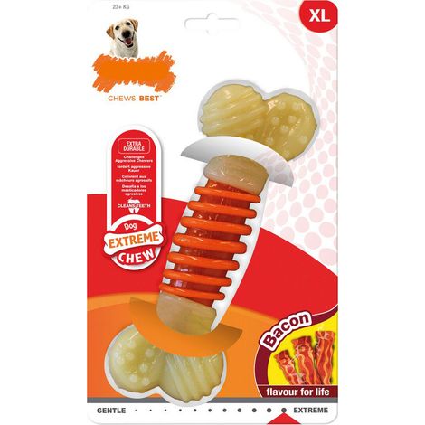 Giocattolo da mordere per cani Nylabone Extreme Chew Pro Action Bacon Taglia L Nylon