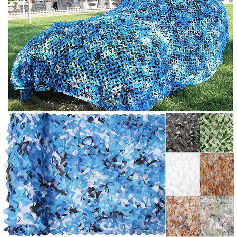 Filet de Camouflage, Voile D'Ombrage Camouflage, Filet Protection Jardin pour Chasse, Ombrage,Camouflage Décoration, Filet D'ombrage, Terrasse Protection Solaire, Bleu, 3x4m (1/5)