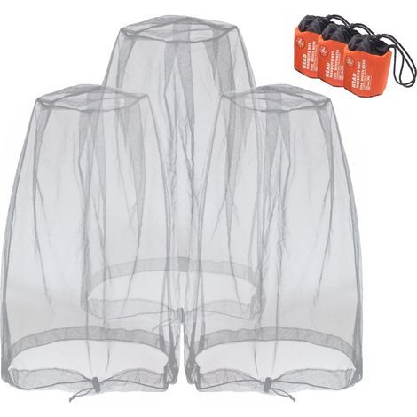 3 pièces Filet anti-insectes pour la tête, le visage,les moucherons des activités de plein air, avec sac de rangement,Gris (1/5)