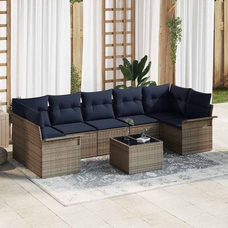Set Divano da Giardino 8 pcs Grigio polyrattan vidaXL (1/5)