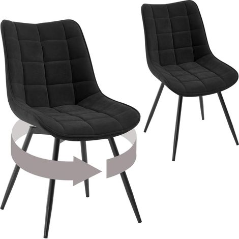Lot de 2 Chaises Pivotantes Salle à Manger WOLTU, Chaises de Cuisine, Tissu en Velours, Pieds en Métal, Noir (1/5)