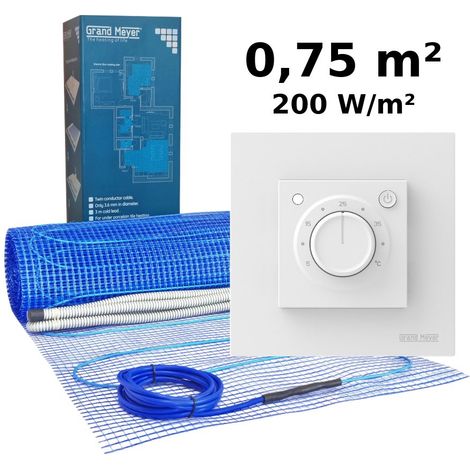 Kit de calefacción por suelo radiante 0,75 m², 200 W/m² + MST-9 termostato