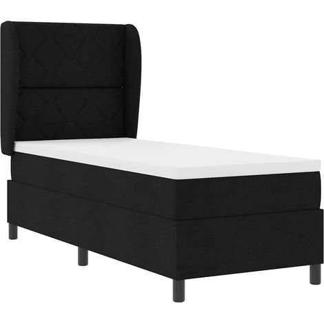 Cama tipo Box Spring con cabecera Negro 80 x 200 cm tela vidaXL (1/5)