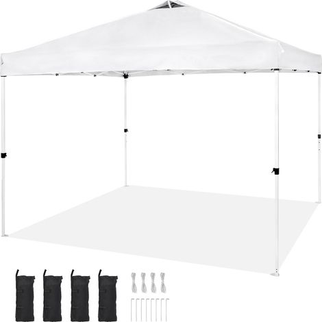 Tente pliante de réception 304,8x304,8 cm blanche sac de transport à roulettes camping événements (1/5)