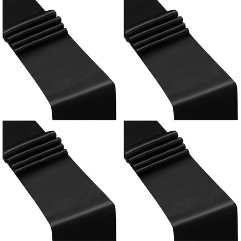 Set mit 4 schwarzen Tischläufern aus Satin, 30 x 274 cm, wiederverwendbar und waschbar – für Bankette, Partys und Hochzeiten