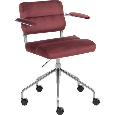 Office Chair Burgundy Velvet Fabric Swivel Adjustable Height with Armrests Home Office Study Traditional CANDOR (1/5)