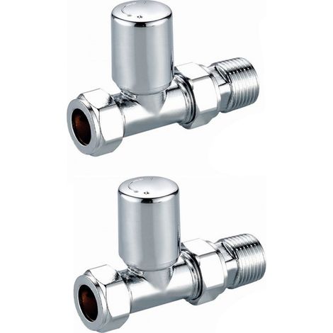 Modern Straight Radiator Valves Chrome (1/2)