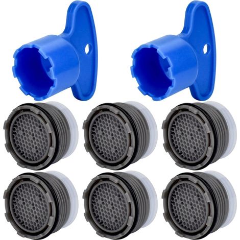 Lot de 6 aérateurs de robinet (18,5 mm) avec outil de démontage – Réducteur de débit pour économie d'eau (salle de bain ou cuisine) (1/5)
