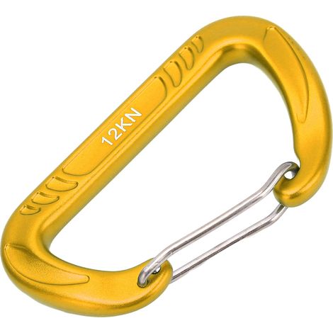 Schnellverschluss-Kletterkarabiner in D-Form, handlich, 12 kN, Kletterzubehör, goldfarben (1/4)