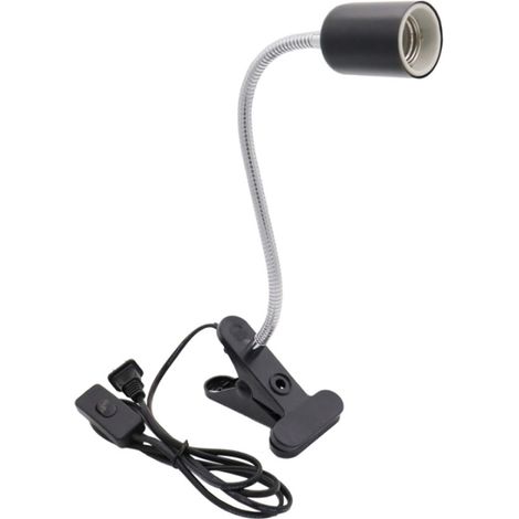 Lampe chauffante pour reptiles, lampe chauffante pour tortues, pince de fixation rotative à 360°, clip en céramique flexible, support de lampe de bureau noir (1/4)