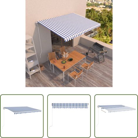 Einziehbare Markise -  Markise Automatisch Einziehbar 400x350 cm Blau und Weiß (1/5)