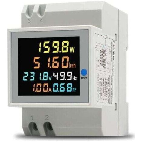 Compteur d'énergie monophasé Compteur d'électrique numérique AC 40-300V 100A Compteur Electrique 1 phasé Wattmètre Rail DIN Mètre Watt KWh Voltmètre Ampèremètre--TRIMEC (1/5)