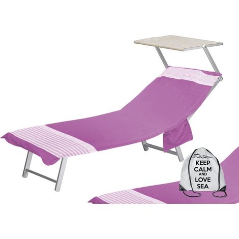 TELO MARE fouta LETTINO ALVIN FUCSIA in cotone BEDDY BEACH © CON TASCHE MISURA CM. 75 X 195 e zaino SPIAGGIA
