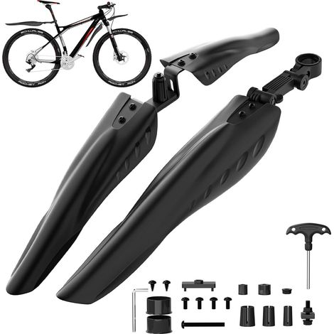 Garde-Boue Vélo VTT Kit de Garde Boue Avant et Arrière Réglable pour Vélo 24 26 27.5 Pouces (1/5)