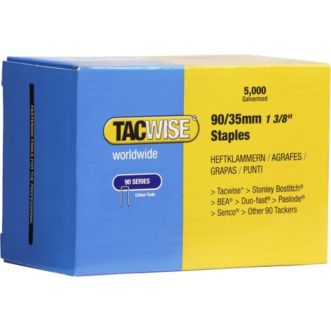 TACWISE 0310 Punti a Corona Stretta Galvanizzati Tipo 90/35 mm, Confezione da 5000