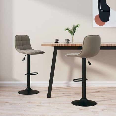 Lot de 2 Tabourets de bar Tabourets Haut - Fauteuils de bar Gris clair Velours BV893919 - BonneVie (1/5)