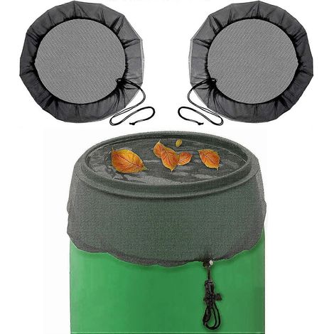 Lot de 2 filets pour tonneaux de pluie - 60 cm - Protection premium pour tonneaux de pluie avec cordon de serrage - Pour les feuilles et les petits an (1/5)