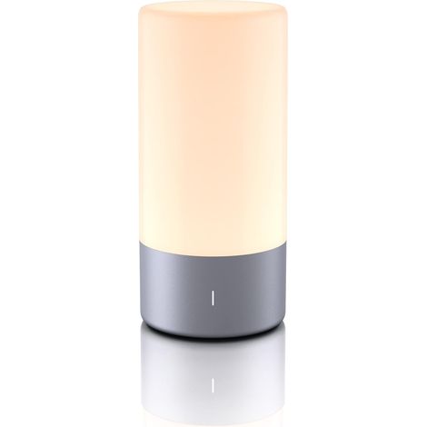 Lámpara de noche LED táctil con brillo ajustable, luz blanca cálida, 256 colores RGB, lámpara de mesa con sensor táctil, lámpara de lectura para dormitorio - Gris (1/5)