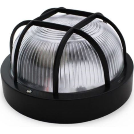 Applique rotonda in materiale termoplastico con griglia NERA E27 GSC 0700157