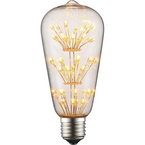 Starry ST64 3W LED-Filamentlampe, klassische Kugelform, 220V E27-Sockel, warmweiß (2200K), 360°-Abstrahlwinkel, entspricht 30 Watt, bedruckte Oberfläche mit Sternenmuster (1/5)