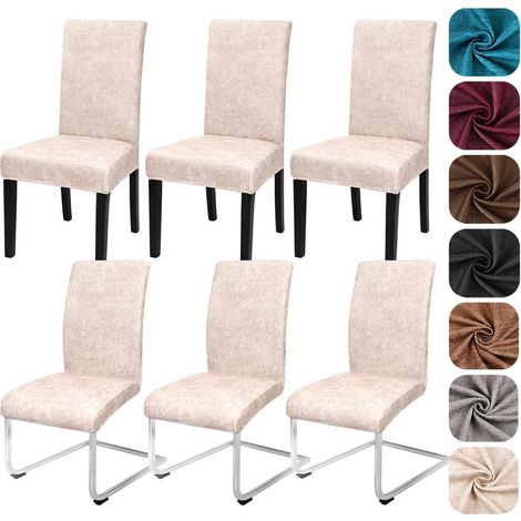 Housses de chaise en cuir suédé extensible pour salle à manger, lot de 6 (1/5)