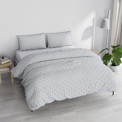 Parure Housse de Couette Made in Italy, Floyd Gris, lit Double (1/4)