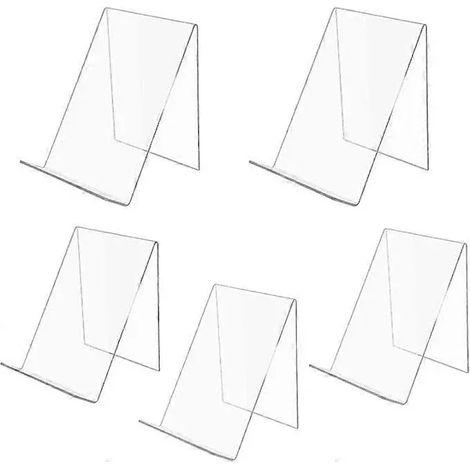 Lot de 5 serre-livres en acrylique, présentoirs à livres, présentoirs à brochures, serre-livres, supports en acrylique, 13 x 11,5 x 10 cm, transparent, porte-produit, support de produit, i[NX] (1/5)
