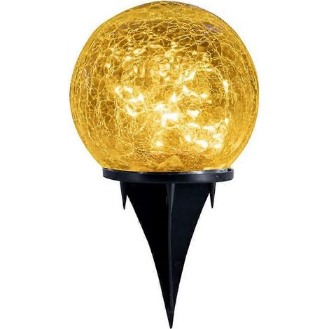 Lampe solaire d'extérieur pour jardin, 10 cm, ronde, en verre craquelé, étanche, pour décoration paysagère. (1/5)