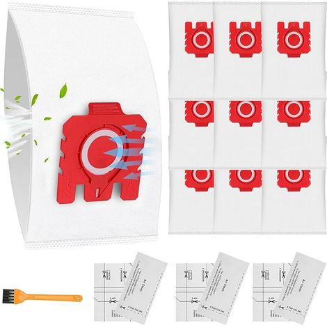 Lot de 10 Sacs aspirateur FJM Efficacité 3D Compatibles avec Miele Sacs à Poussière Complète C1, Compact C1, Compact C2, S6 S4 Série avec 3 Protections Moteur et 3 Filtres échappement (1/5)