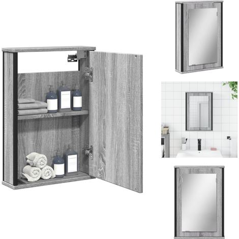Armoire à miroir de salle de bain sonoma gris bois d’ingénierie - Meuble Salle De Bain - Armoire Salle De Bain - Meuble Lavabo - Miroir Salle De Bain - Rangement Salle De Bain (1/5)