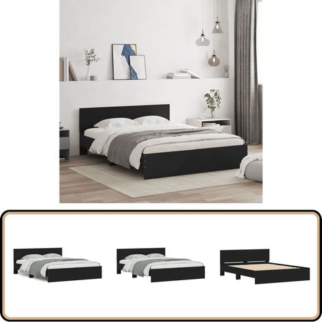 Cadre de lit sans matelas noir 140x200 cm - Cadre De Lit - Lit Double - Lit Noir - Meuble Chambre - Literie