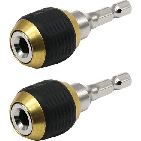 set of 2 quick-release extension drill bits with hexagonal shank and chuck adapter. (1/5)