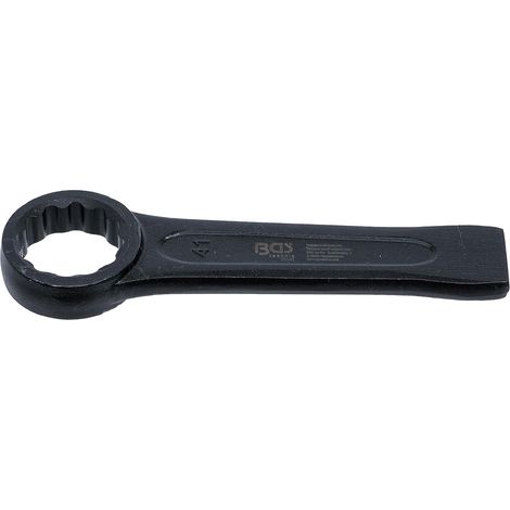 1 - Clé annulaire de percussion - Acier chrome-vanadium - Embout douze pans 41 mm - Outil forgé à chaud pour serrage industriel - Noir - 230 mm (1/2)