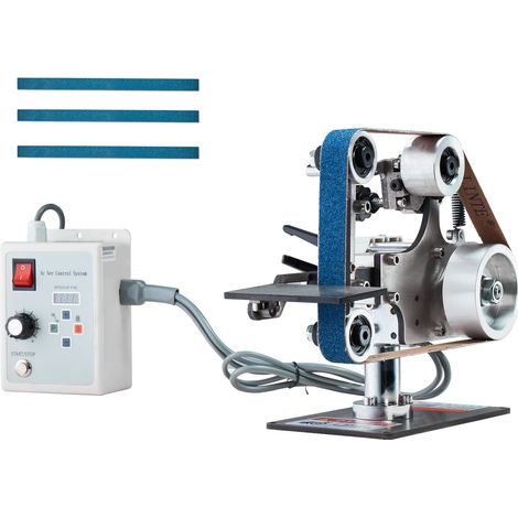 Ponceuse à bande 30x1 pouce, vitesse variable 550W avec VFD, 2 gabarits de ponçage et 3 bandes abrasives pour métallurgie et fabrication de couteaux. (1/5)