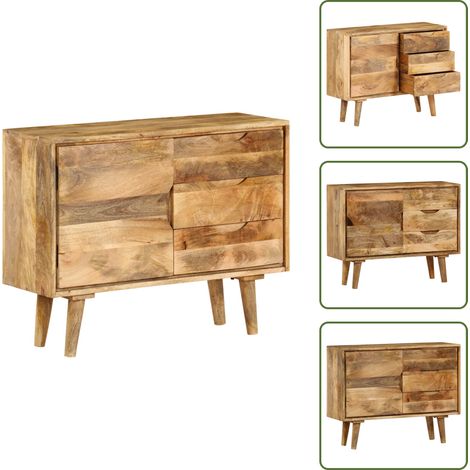vidaXL Buffet Bois massif de manguier 90x30x69 cm (1/5)