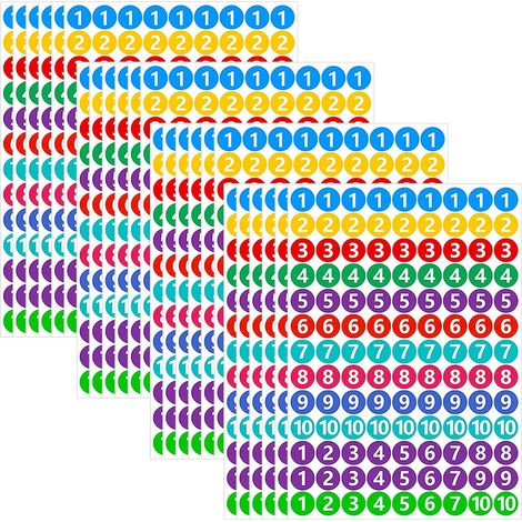 24 Pcs Self-Adhesive Sticker Sheets, Numbered Stickers 20mm 1 to 10, Waterproof Self-Adhesive Labels, Number Stickers, for Sorting, Organizing, Classifying, Numbering (1/5)