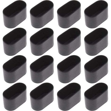 16 Stück Stuhlbeinkappen Stuhlbeinschutz Bodenschutz Fußkappen für Klappstuhl Ovalrohr, Kunststoff (Schwarz16 Stück / 20x40mm)