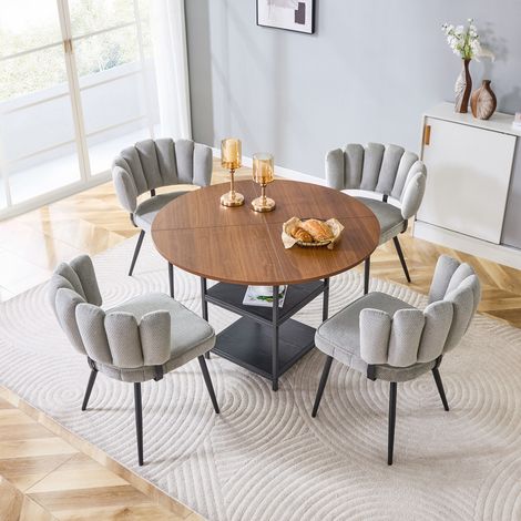 Set tavolo sedie rotondo con ripiani MDF metallo OKMYHOME (1/5)