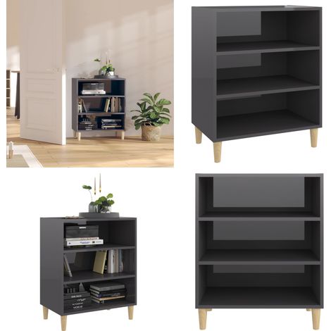 Sideboard Hochglanz-Grau 57x35x70 cm Holzwerkstoff - Schreibtischregal - Wohnzimmerregale - Grau Sideboard - Holzschrank - Bücherregal - Home & Living (1/5)